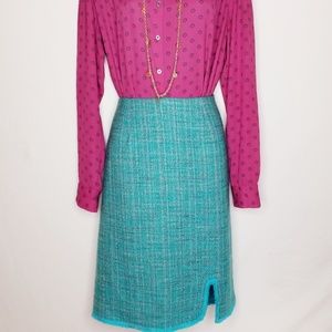 Vintage Size 12 Nancy Bolen turquoise skirt